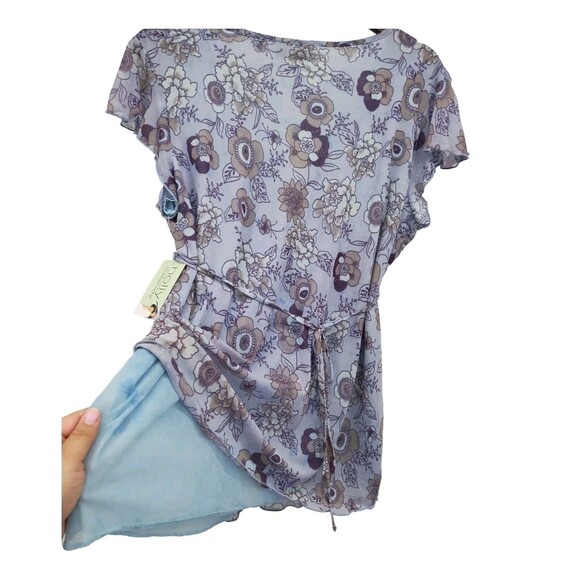 Holly Robinson Peete Maternity Womens Blouse Print Floral Purple Pullover Sz XL - Picture 10 of 13